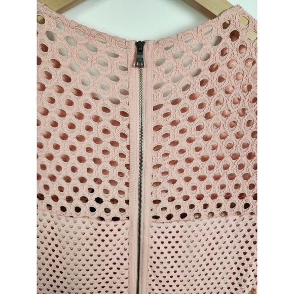 BCBG Max Azria Sz. XS Kyla Whisper Pink Long Sleeve Crochet Fit & Flare Dress - Picture 8 of 8